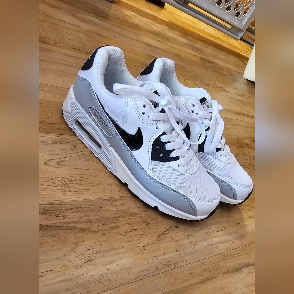 White and Gray Sneakers with Black AirMax